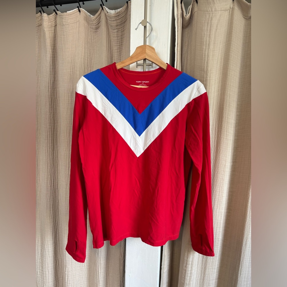 Tory Sport Chevron Long Sleeve Top- Medium